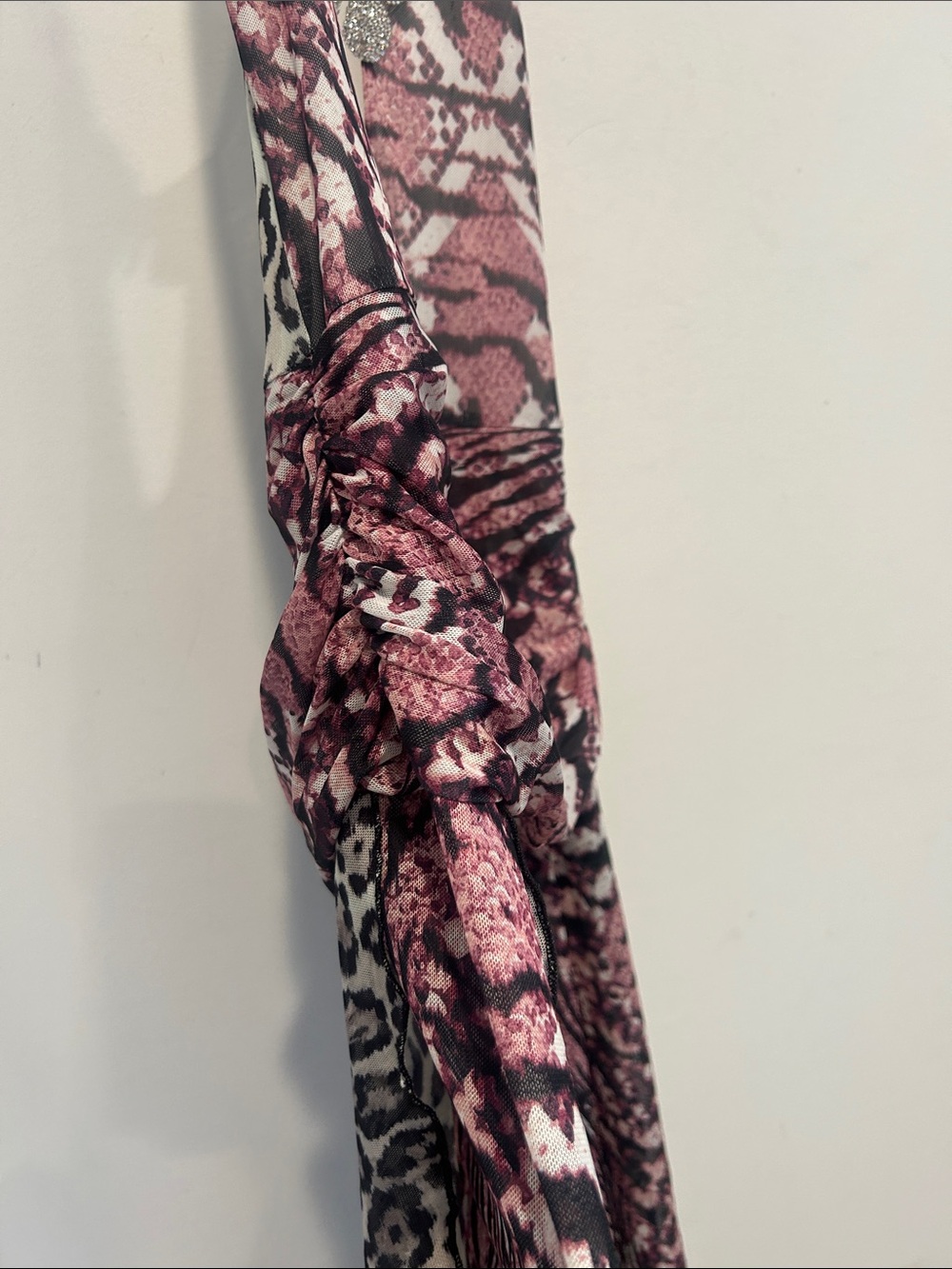 Dolls kill Y2K Paris Pink and Black Animal Print mesh Halter Maxi Dress medium - Picture 3 of 8